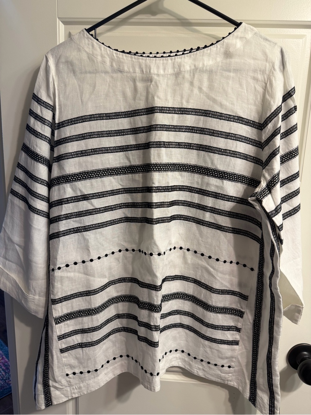 Striped Black and White Linen Top